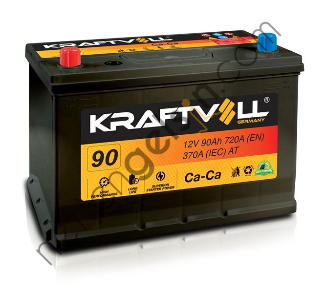 KRAFTVOLL 18010016 AKU 12V 90 AH N70 CA TAM KAPALI TERS KUTUP  AKÜ BİNEK AKÜ