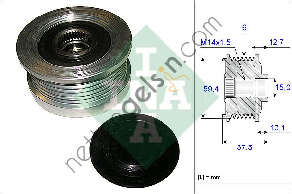 INA 535011010 ALTERNATOR KASNAGI GERGI (RULMANI) ACCENT ERA GETZ MATRIX 1,5CRDI 02> (6 KANAL)  HYUNDAI BİNEK ALTERNATÖR KASNAĞI