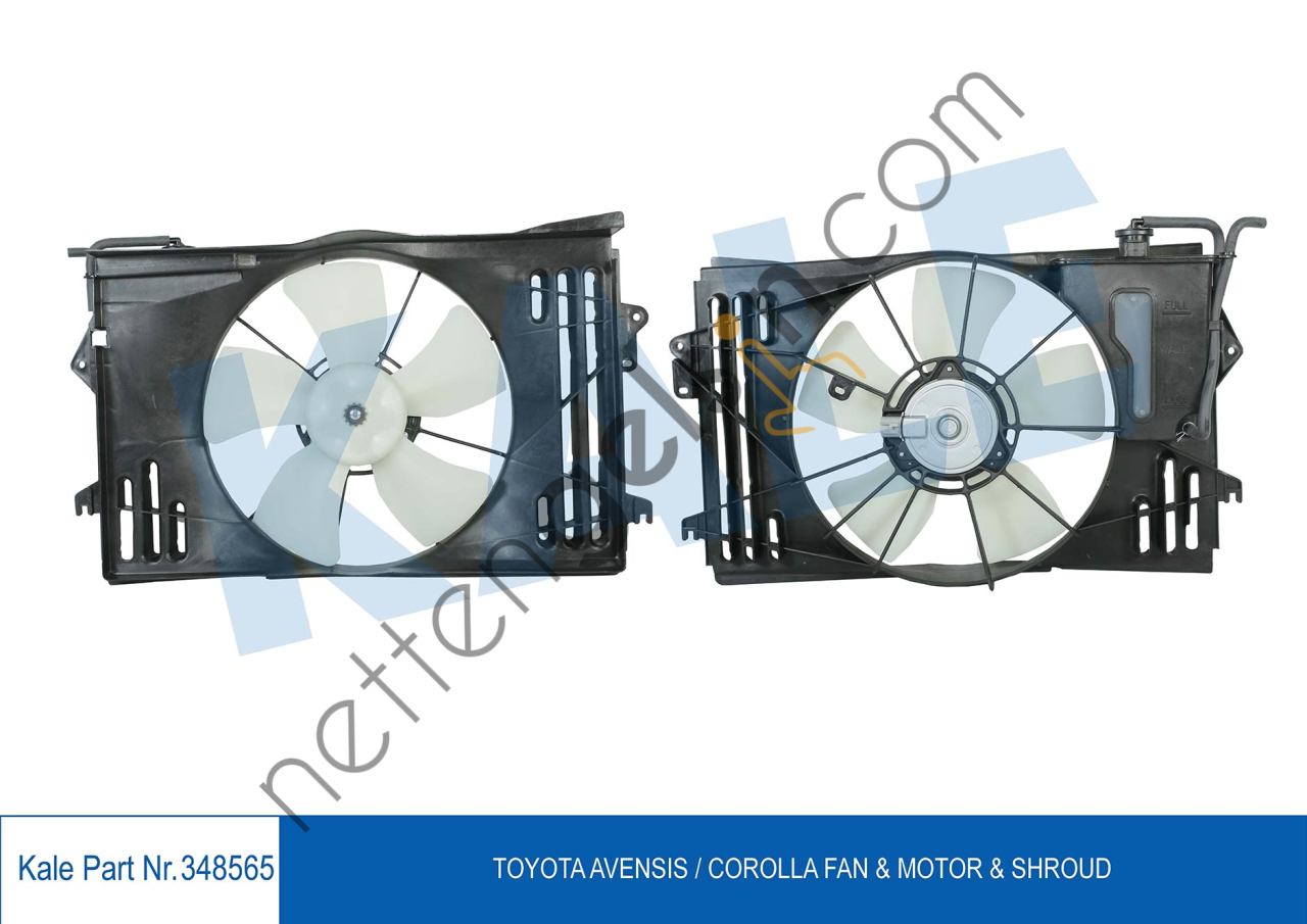 KALE 348565 RADYATOR FANI KOMPLE COROLLA 1,6 VVTI 2001> AVENSIS 1,6 VVTI 2003 2008  TOYOTA BİNEK FAN MOTORU