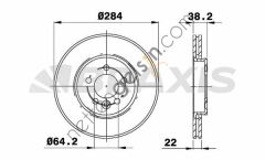 BRAXIS AE0249 ON FREN DISK AYNASI ROVER 75 2.0 CDT 1.8 2.5 V6 99> (284x22x5DLxHAVALI)  ROVER BİNEK FREN DİSKİ
