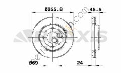 BRAXIS AE0265 ON FREN AYNASI HAVALI MITSUBISHI CARISMA 1.8 96-01 GALANT 1.8 2.0 91-96 SANTAMO 99-04 SPACE STAR 1.8 01-04 (256X4)  MITSUBISHI BİNEK FREN DİSKİ