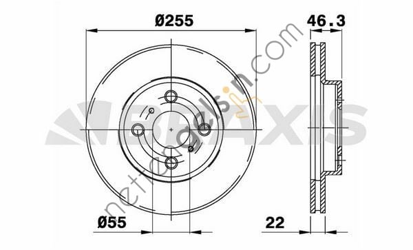 BRAXIS AE0297 ON FREN AYNASI HAVALI TOYOTA YARIS VVTI 06-13 KAMPANALI (255×4)  TOYOTA BİNEK FREN DİSKİ