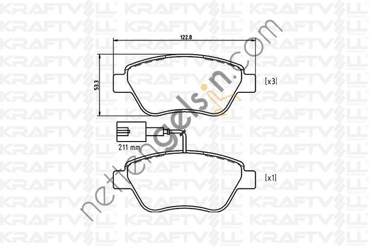 KRAFTVOLL 07010034 FREN BALATASI ON LINEA 1,3 STILO BRAVO SIENA PALIO ALBEA 1,2 / 1,4 / 1,6 / 1,9 D MULTIJET 10 / 01> DOBLO 1,3D NEMO BIPPER FIORINO  FIAT BİNEK