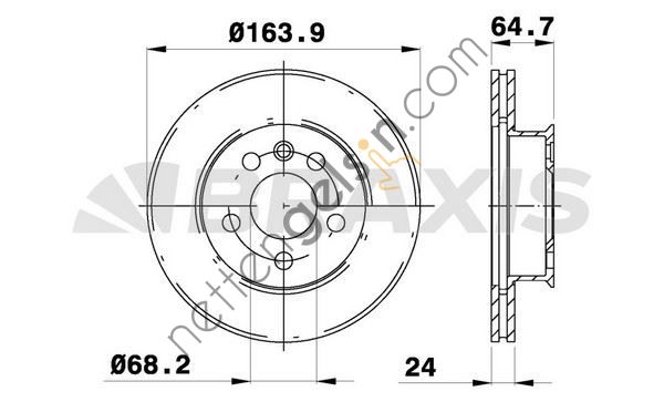 BRAXIS AE0315 ON FREN DISK AYNASI HAVALI TRANSPORTER T4 1.8 / 1.9D / TD / TDI / 2.0 / 2.4D / 2.5 / 2.5TDI / 2.8 90>96  VW-AUDI-SEAT-SKODA BİNEK FREN DİSKİ