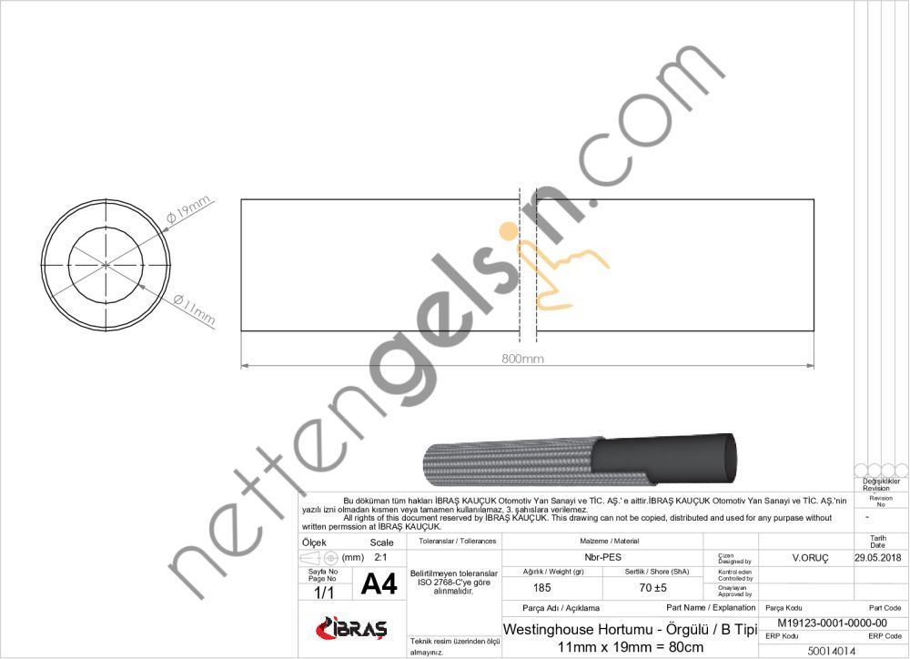 IBRAS 14014 WESTINGHOUSE HORTUMU ORGULU DKS (11X17MM=80CM)  TOFAŞ BİNEK