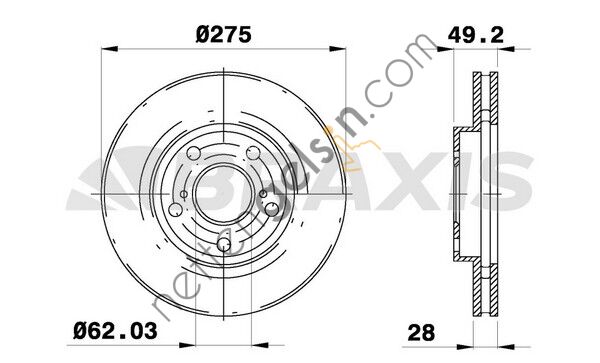 BRAXIS AE0507 ON FREN AYNASI HAVALI TOYOTA LEXUS ES 90-97 AVENSIS VERSO 00-09 CAMRY 90-96 PREVIA 00-06 (275X5)  TOYOTA BİNEK FREN DİSKİ