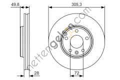 BOSCH 0986479R93 ON FREN AYNASI TRAFIC 01>VIVARO 01>PRIMASTAR 01>1,9 D-DTI 16V-2,5DTI (305,5x28x5DLxHAVALI)  RENAULT BİNEK FREN DİSKİ