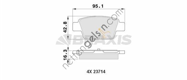 BRAXIS AA0154 FREN BALATASI ARKA STILO TUM MODELLER 01> BRAVO LINEA 1,4 1,4T JET 1.6 1,9D MTJ 07> MULTIPLA 98> DELTA III 08>14 MITO 08>  FIAT BİNEK FREN BALATASI