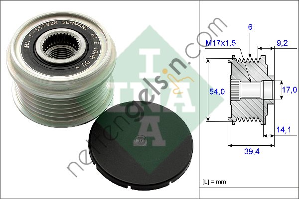 INA 535015110 ALTERNATOR KASNAGI (RULMANLI) LINEA DOBLO FIORINO 500 1,3JTD ASTRA H CORSA C COMBOZ13DTJ BIPPER NEMO 1,3HDI  FIAT BİNEK V KAYIŞ GERGİ RULMANI