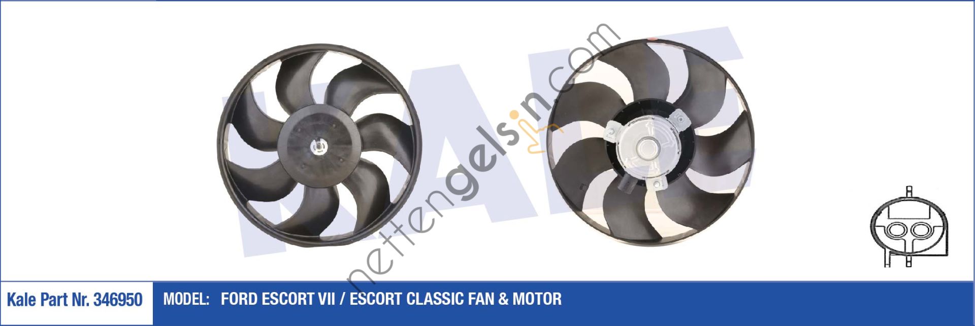 KALE 346950 FAN MOTORU FIESTA 89>96 ESCORT VII 1,3 / 1,4 16V / 1, 6 16V / 1,8 16V 90>01 ORION 90>95  FORD BİNEK FAN MOTORU