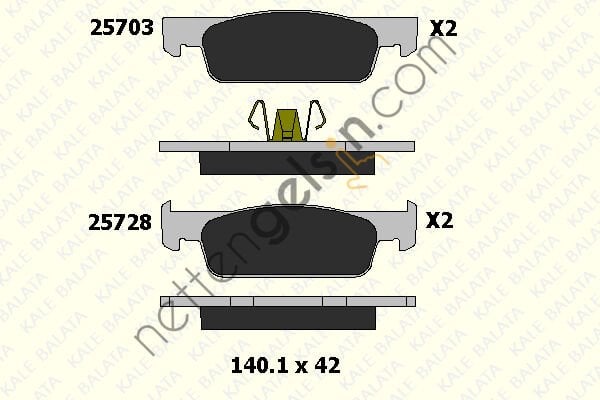 KALE B 25728 180 05 ON FREN BALATASI (TK) CLIO IV LOGAN II SANDERO II LOGAN MCV  DACIA BİNEK FREN BALATASI