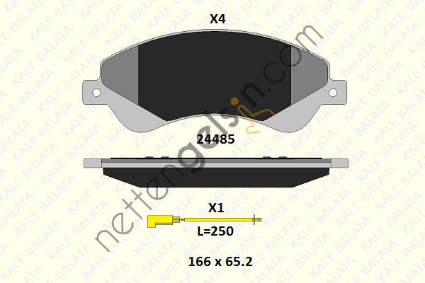 KALE B 24485 188 04KD20 ON FREN BALATASI TRANSIT V347 06>14 (ONDEN CEKER) FISLI  FORD BİNEK FREN BALATASI