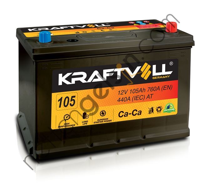 KRAFTVOLL 18020001 AKU 12V 105 AH H4 (346×175×230)   AKÜ BİNEK AKÜ