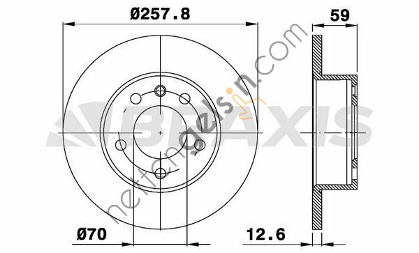 BRAXIS AE0732 ON FREN DISK AYNASI HAVASIZ OMEGA A 1.8 2.3 D TD (86 / 3.94) / (258x12.7x5DL)  OPEL BİNEK FREN DİSKİ