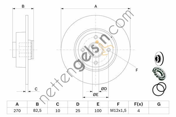 BOSCH 0986479274 ARKA FREN AYNASI MEGANE II SW 1,4-1,5 DCI-1,6-1,9 DCI 09/03>SCENIC 06,03>(270x10x4DL) (PORYALI)  RENAULT BİNEK FREN DİSKİ