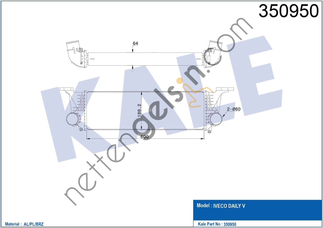 KALE 350950 TURBO RADYATORU INTERCOOLER DAILY IV V VI 06>  IVECO HAFİF TİCARİ TURBO RADYATÖRÜ