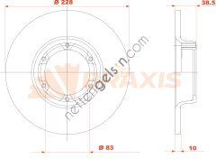 BRAXIS AE0800 FREN DISKI ON R12 TOROS DUZ 228mm  RENAULT BİNEK FREN DİSKİ