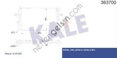 KALE 363700 MOTOR SU RADYATORU BRAZING (OTOMATIK) ASTRA G ZAFIRA A X16XEL Z16XE 98> 10  OPEL BİNEK MOTOR SU RADYATORU