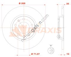 BRAXIS AE0861 FREN DISKI ARKA 308 13> / C4 PICASSO 13> DÜZ 268mm  PEUGEOT-CITROEN BİNEK FREN DİSKİ