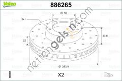 VALEO 886265 ON FREN AYNASI ( SPORT ) (TK) ALFA 156 2,0I 16V/2,4/2,5I 97- 164 2,0I/2,5TD/3,0 88->CROMA 2,0I/2,0T   FIAT BİNEK FREN DİSKİ