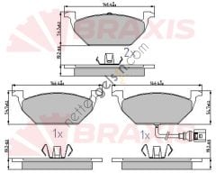 BRAXIS AA0627 FREN BALATASI ON CADDY ALTEA 04>15 GOLF V VI A3 OCTAVIA 04>13 JETTA 06>11 LEON 06>13 TOLEDO 05>09 YETI 10>18  VW-AUDI-SEAT-SKODA BİNEK FREN DISK BALATA
