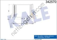 KALE 342570 CONDENSER ASTRA F / ASTRA F CLASSIC / VAN 1.4 I / 1.6 / 1.7 TD / 1.7 D 1.6 SI / 2.0 I 91-98   OPEL BİNEK KLİMA RADYATÖRÜ