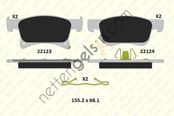 KALE B 22123 178 15 KD13 ON FREN BALATASI CORSA E 2015> (15 INC JANT)  OPEL BİNEK FREN BALATASI