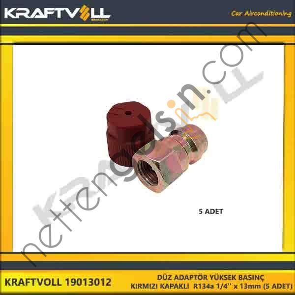 KRAFTVOLL 19013012 DÜZ ADAPTÖR YÜKSEK BASINÇ KIRMIZI KAPAKLI R134a 1/4'' x 13mm (5 ADET)  GENEL BİNEK KLIMA SISTEM ÜRÜNLERI