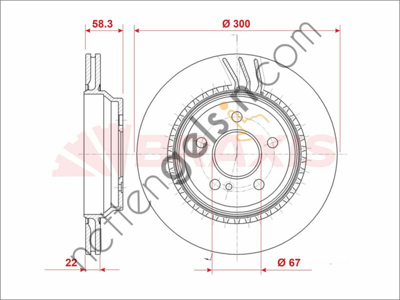 BRAXIS AE0952 FREN DISKI ARKA S-CLASS W221 05>13 SL-CLASS R230 01>12  MERCEDES BİNEK FREN DİSKİ