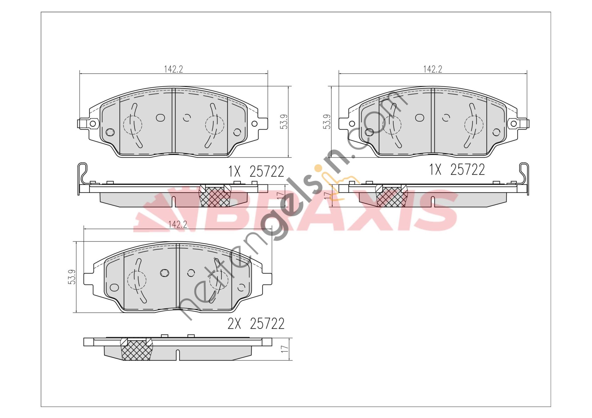 BRAXIS AA0680 FREN BALATASI ON AVEO T300 11> (Aşınma ikaz göstergesi için)  CHEVROLET BİNEK FREN BALATASI