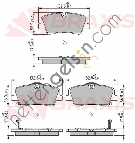 BRAXIS AA0700 FREN BALATASI ARKA DİSK TİPİ H350 15 >  HYUNDAI BİNEK FREN BALATASI