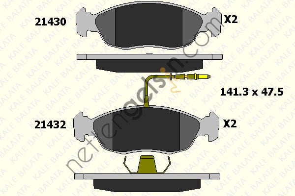 KALE B 21430 173 05 ON FREN BALATASI XSARA II P306 1,6 1,8 1,9 00>> / SAXO P106 1,4I 1,6I 1,5D 1,6 XSI 99>> (HAVA SOGUTMALI ON DISKLI ARACLAR ICIN)  PEUGEOT-CITROEN BİNEK FREN BALATASI