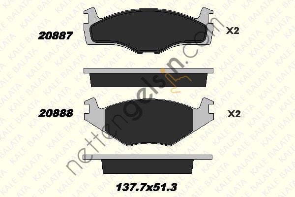 KALE B 20887 153 25 ON FREN BALATASI GOLF II GOLF CABRIO JETTA II PASSAT II  VW-AUDI-SEAT-SKODA BİNEK FREN BALATASI