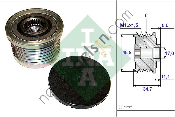 INA 535008810 ALTERNATOR RULMANI 6 KANAL DIS CAP 53.5MM- IC CAP 17MM LAGUNA II 1.9DCI  RENAULT BİNEK ALTERNATÖR KASNAĞI