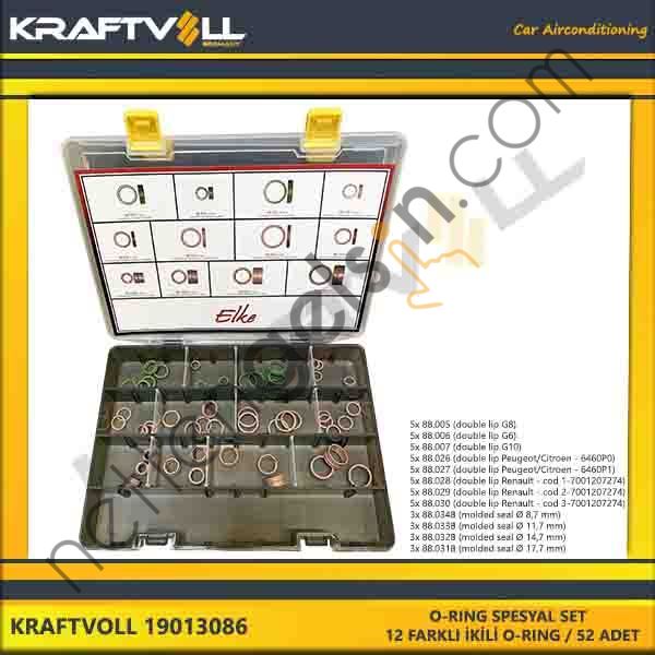 KRAFTVOLL 19013086 O-RING SPESYAL SET 12 FARKLI IKILI O-RING / 52 ADET  GENEL BİNEK KLIMA SISTEM ÜRÜNLERI