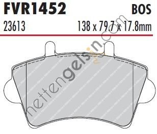 FERODO FVR1452W ON FREN BALATASI MASTER II MOVANO INTERSTAR 01>  RENAULT BİNEK FREN BALATASI