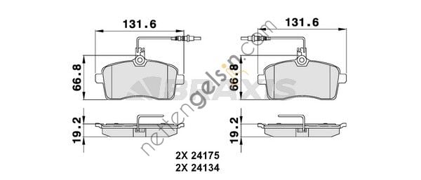 BRAXIS AB0089 ON FREN BALATASI P407 1.6HDI 110 FAP.1.8 2.0 2.0 HDI 135 FAP 04>FISLI  PEUGEOT-CITROEN BİNEK FREN BALATASI