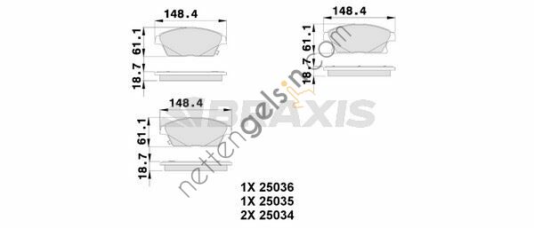 BRAXIS AB0107 ON FREN BALATASI 16 INCH ASTRA J CRUZE ZAFIRA C MOKKA  OPEL BİNEK FREN BALATASI