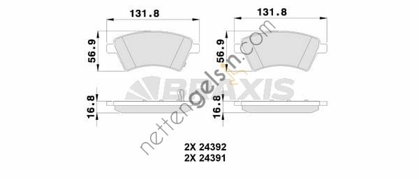 BRAXIS AB0121 ON FREN BALATASI KANGOO YM 2009 SEDICI 1.6 16V 1.9D MJET 06 / 06>SX4 1.5 1.6VVT 1.6VVT 1.9D 06 / 06>  FIAT BİNEK FREN BALATASI