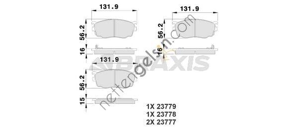 BRAXIS AB0209 ON FREN BALATASI 323 F VI BJ 2.0 01 / 01 10 / 03 626 V 2.0 / 2.0 TURBO DI / 2.0 DITD / 2.0 HP 05 / 97 02 PREMACY  MAZDA BİNEK FREN BALATASI