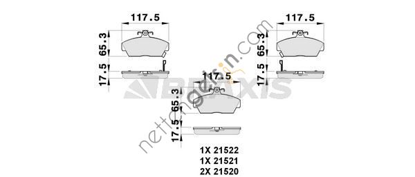 BRAXIS AB0265 ON FREN BALATASI ROVER 200 214GSI 218TD (90 95) 214I 95 00 400 414GSI 418TD 90 95 CABRIOLET 214 1.4  ROVER BİNEK FREN BALATASI