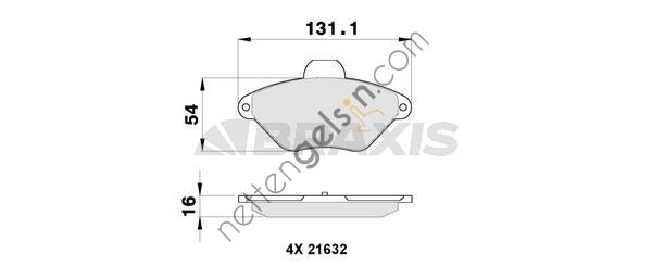 BRAXIS AB0271 ON FREN BALATASI XANTIA 2.0I 16V ESTATE (FISLI)  PEUGEOT-CITROEN BİNEK FREN BALATASI