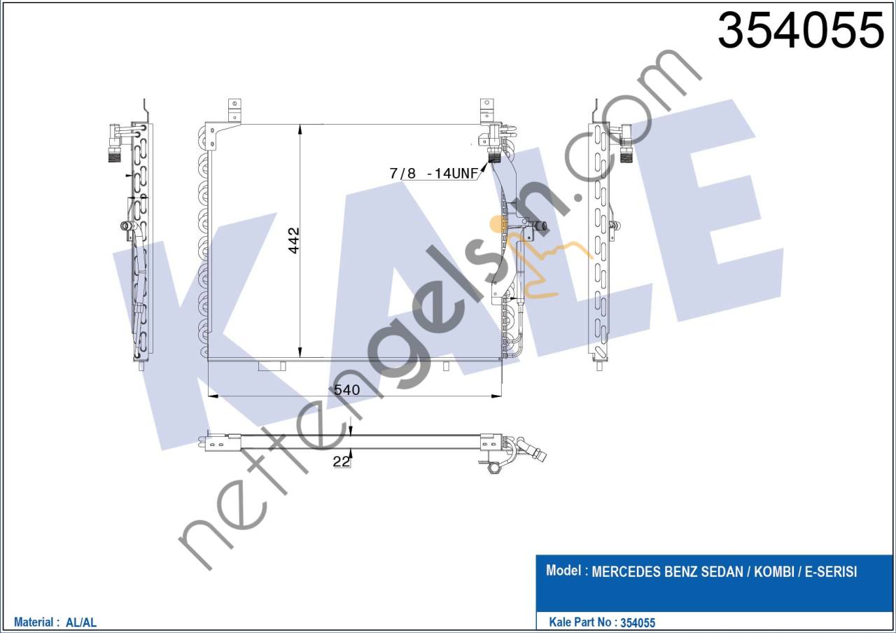 KALE 354055 KLIMA RADYATORU W124 92>93 S124 93>96 A124 93>98 C124 92>93  MERCEDES BİNEK KLİMA RADYATÖRÜ