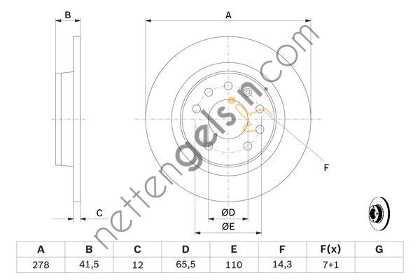 BOSCH 0986479106 ARKA FREN DISKI VECTRA C SIGNUM  OPEL BİNEK FREN DİSKİ