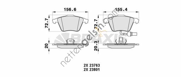 BRAXIS AB0420 ON FREN BALATASI FISLI A6 4F2 3.2FSI / 4.2 QUATTRO 05 / 04> A6 AVANT (4F5) 3.2FSI / 4.2 QUATTRO 03 / 05>  VW-AUDI-SEAT-SKODA BİNEK FREN BALATASI