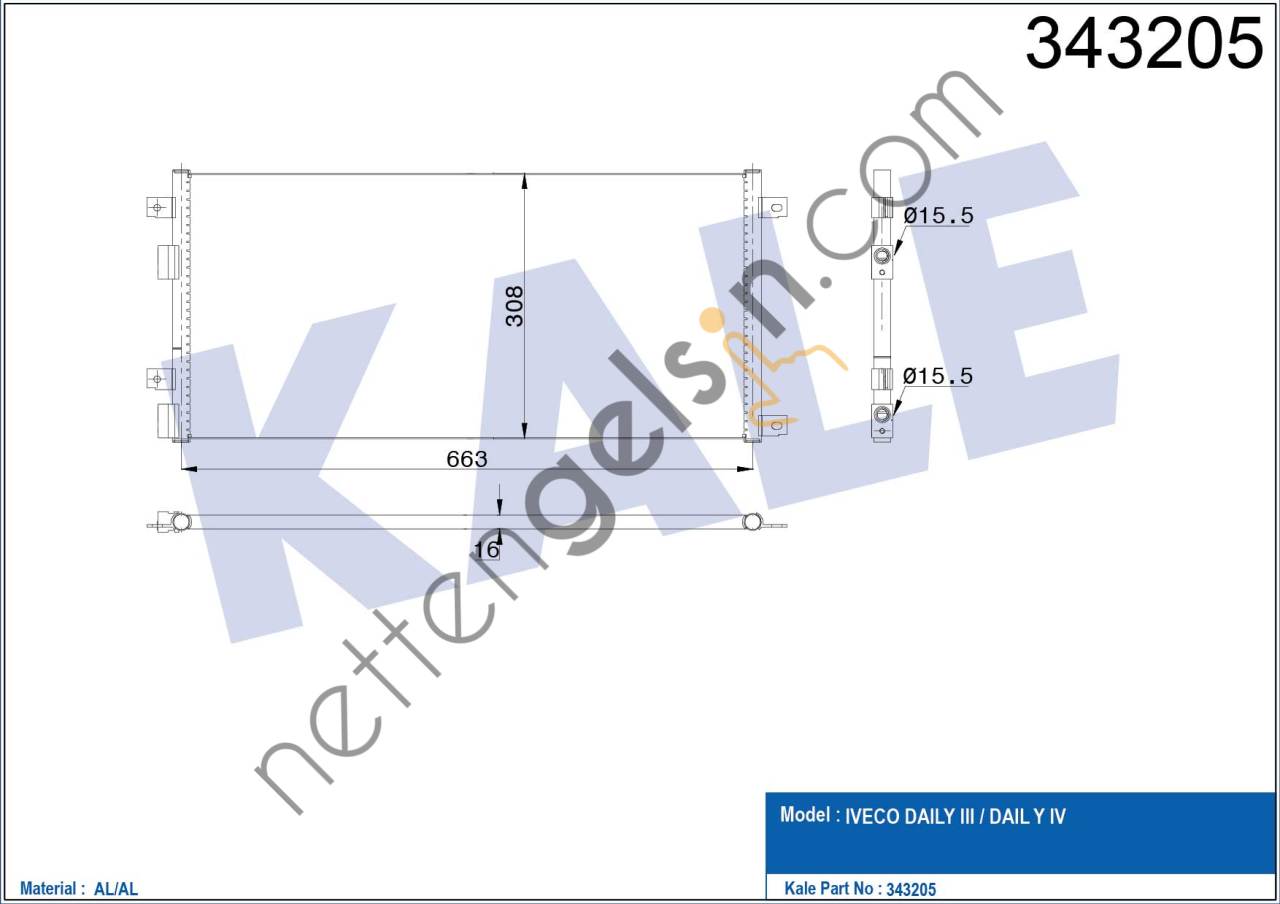 KALE 343205 KLIMA RADYATORU (KONDANSER) DAILY III 2,3 2,8 99>  IVECO HAFİF TİCARİ KLİMA RADYATÖRÜ