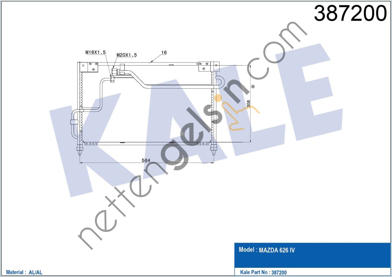 KALE 387200 KLIMA RADYATORU MAZDA 626 1.8 2.0 1992 1997  MAZDA BİNEK KLİMA RADYATÖRÜ