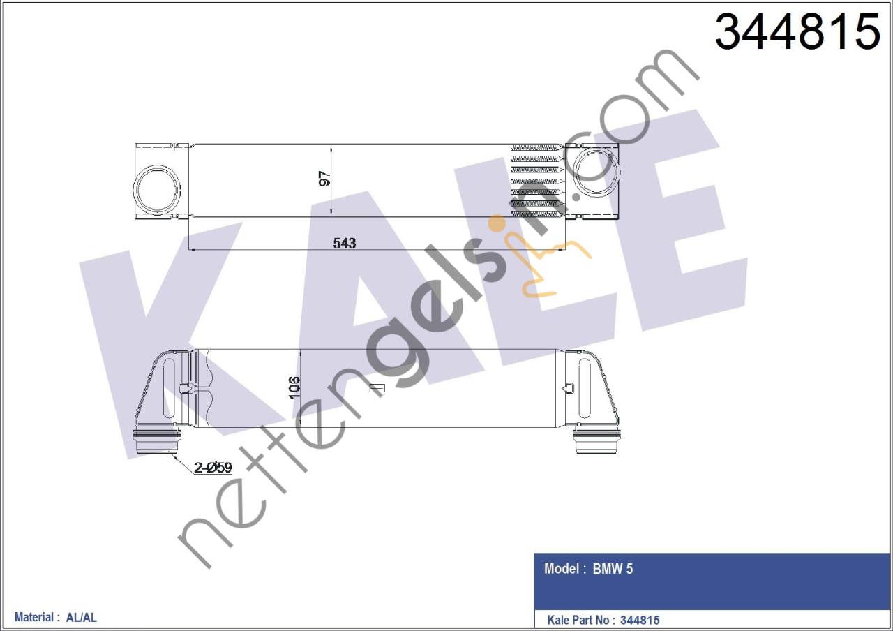 KALE 344815 TURBO RADYATORU BMW N52 M57 E60 E61   BMW BİNEK TURBO RADYATÖRÜ