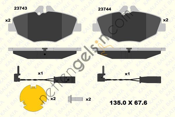 KALE B 23743 203 25 KD11 ON FREN BALATASI W211 E-SERISI E240/E220/E270/E200 CDI/E55 AMG/E200 CGI/E200 KompressOr 03/02-->  MERCEDES BİNEK FREN BALATASI