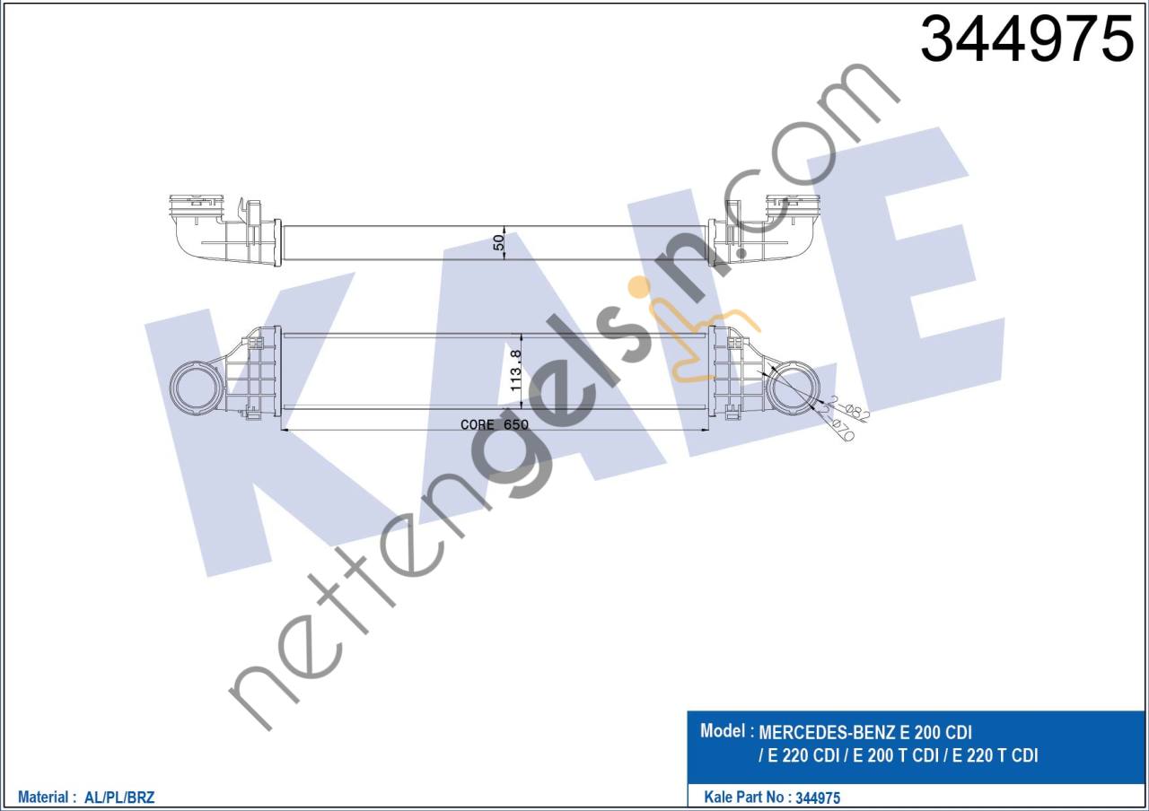 KALE 344975 TURBOSARJ RADYATORU E-CLASS W211 02>08 S211 03>09  MERCEDES BİNEK TURBO RADYATÖRÜ